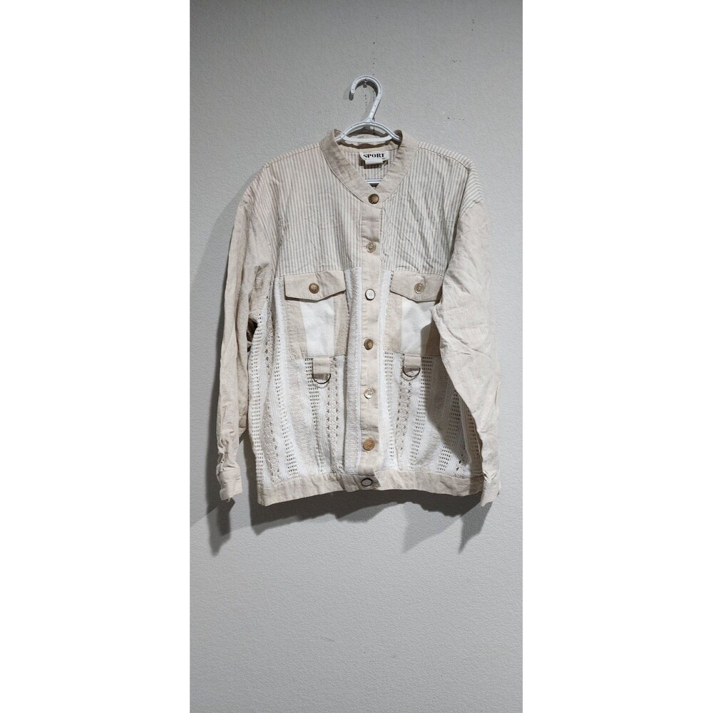 Vintage Sunny Sport By Sunny South Linen Blend Mixed Media Shacket Size 18
